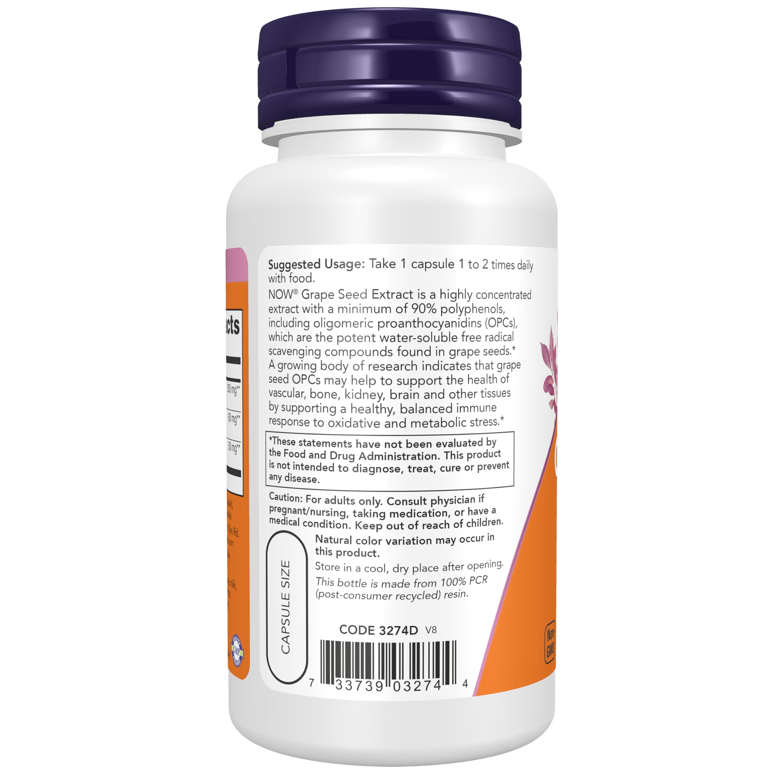 NOW Foods Grape Seed Extract 250mg capsules packaging