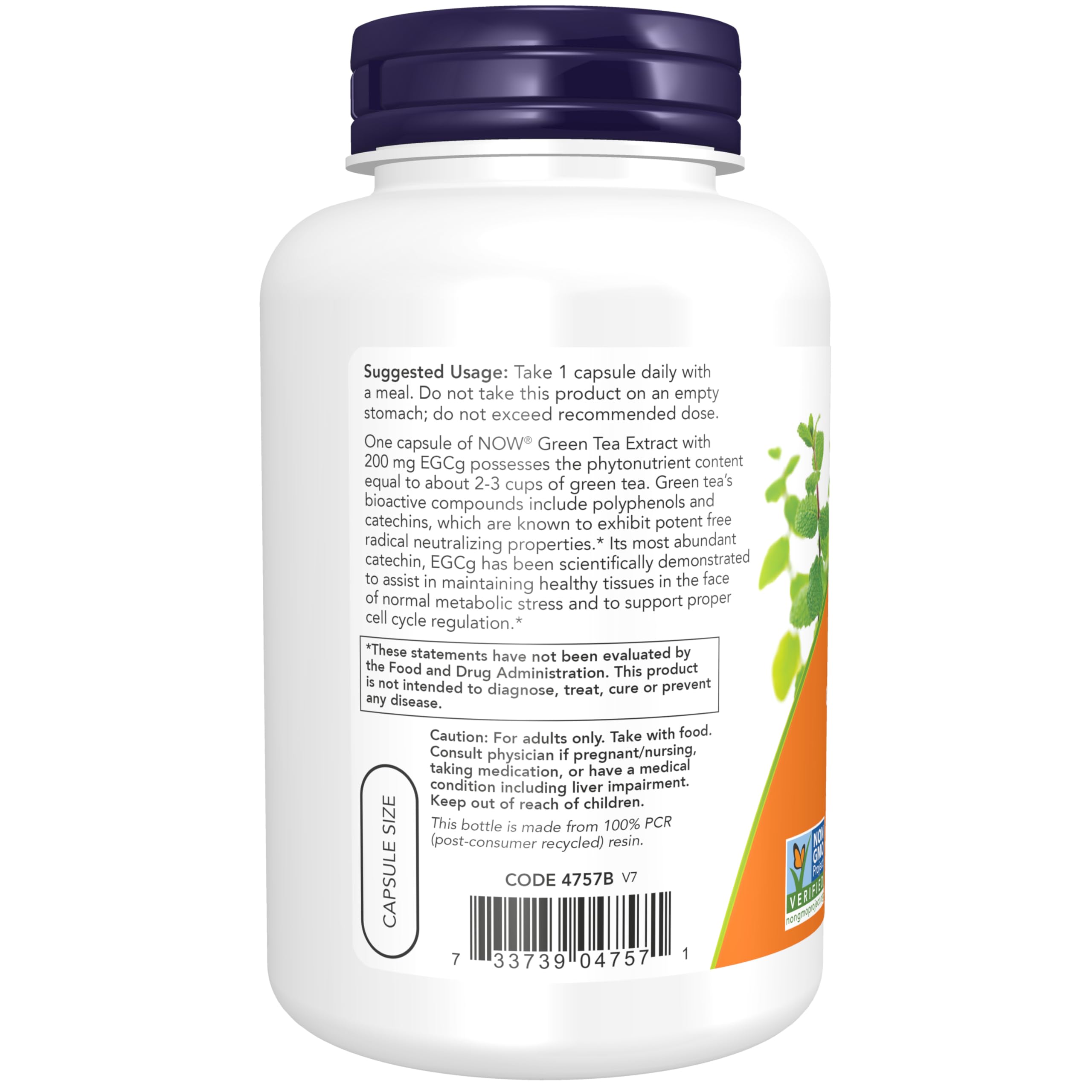 NOW Foods Green Tea Extract 400mg capsules packaging