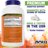 NOW Foods HCL Betaine 240 Veg Capsules side view