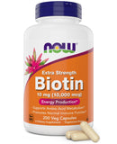 NOW Foods High Dose D-Biotin 10,000 mcg 200 Veg Caps front view