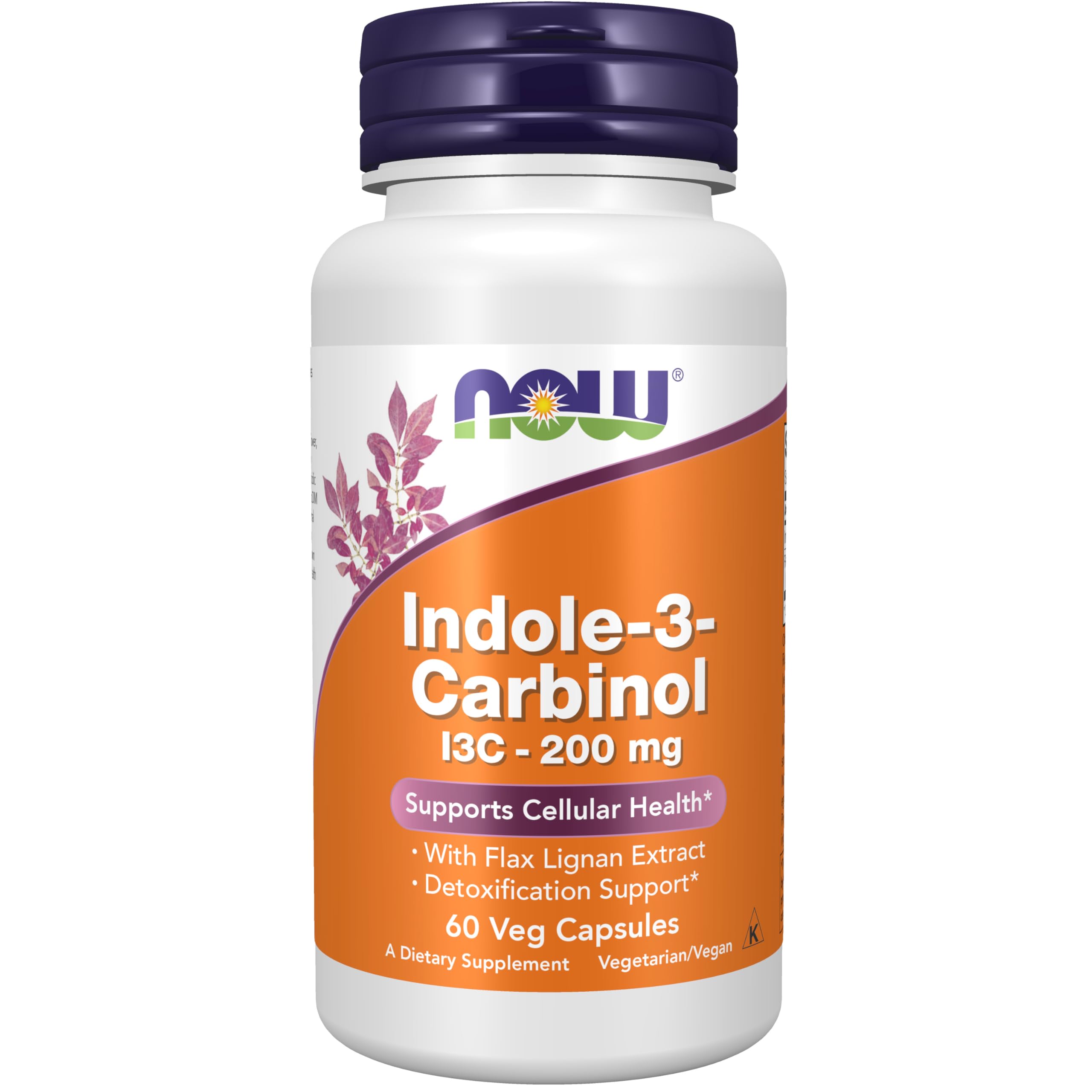NOW Foods Indole-3-Carbinol 200mg 60 Veg Capsules front view