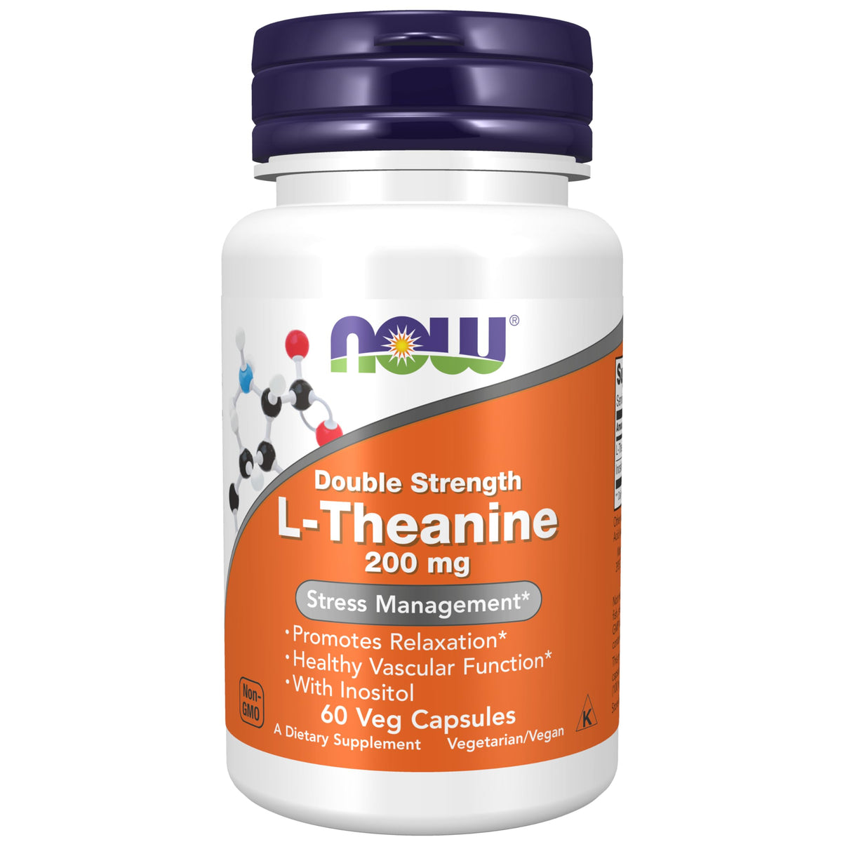 NOW Foods Inositol & L-Theanine 200mg capsules front view