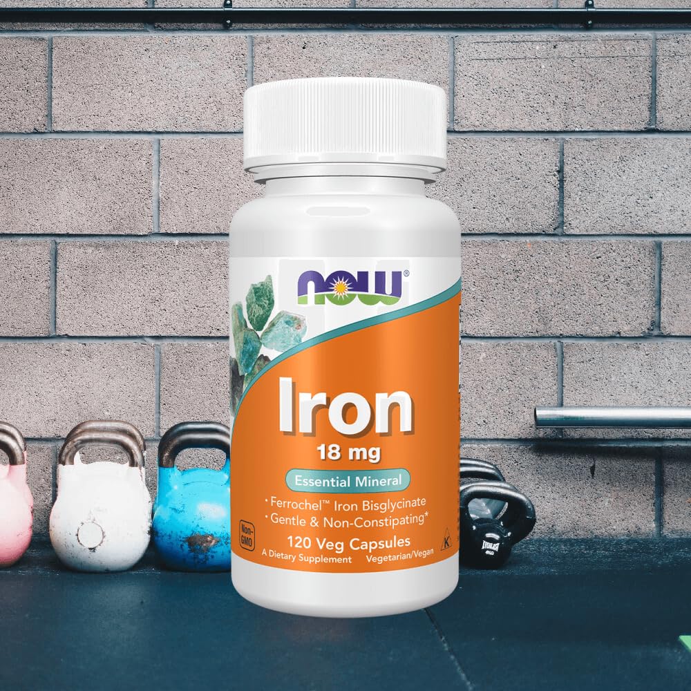 NOW Foods Iron 120 Veg Capsules side view
