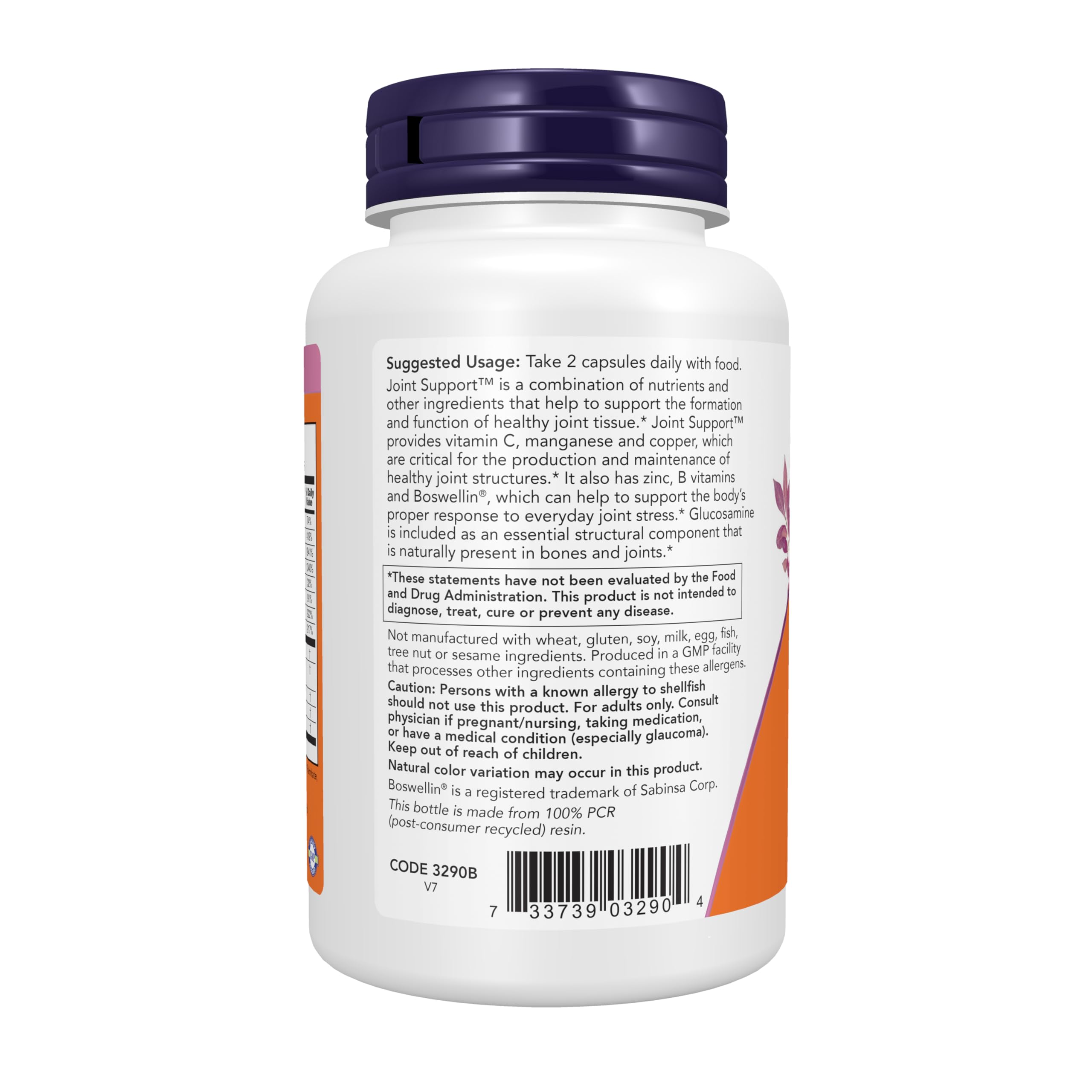 NOW Foods Joint Support with Glucosamine 125g side view