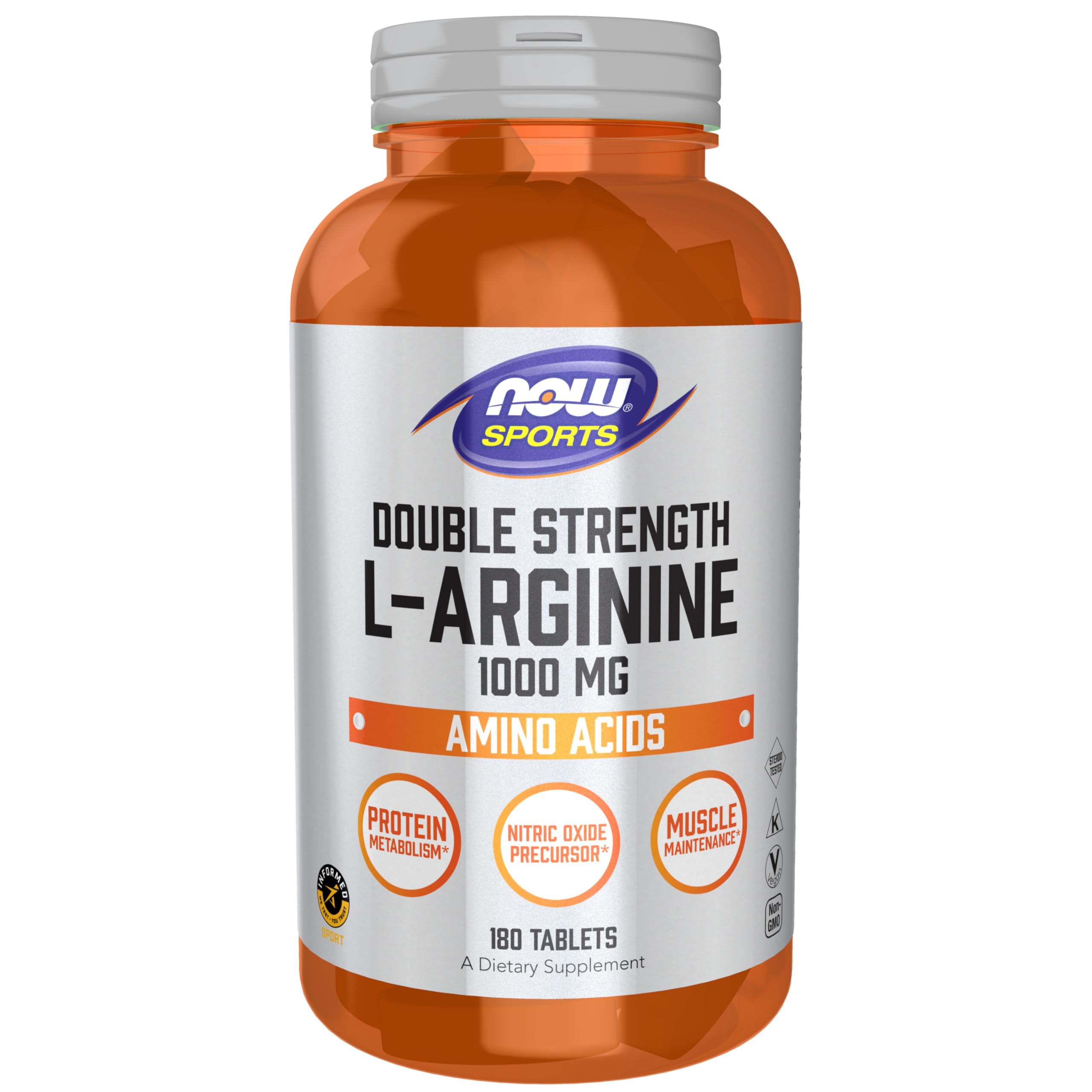 NOW Foods L-Arginine 1000mg Tablets front view
