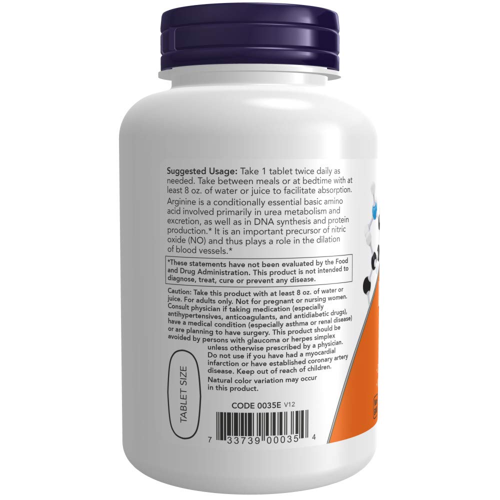 NOW Foods L-Arginine 1000mg tablets packaging