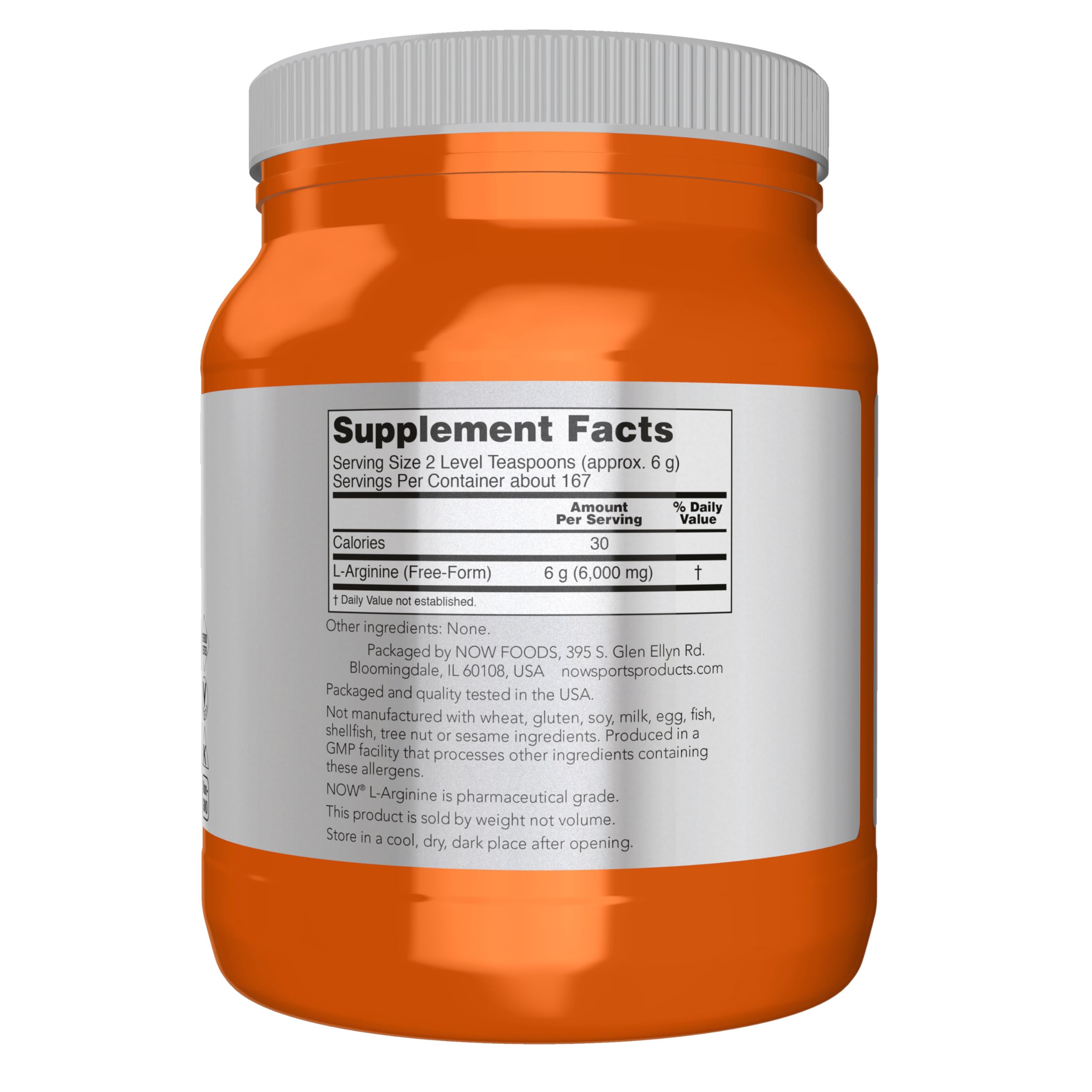 NOW Foods L-Arginine 1143g powder side view