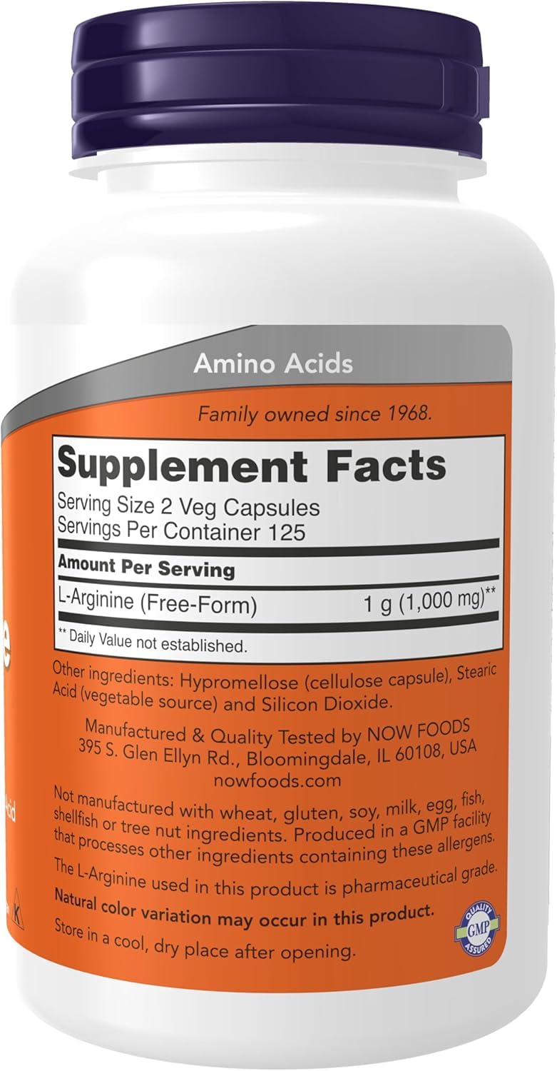 NOW Foods L-Arginine 250g powder side view