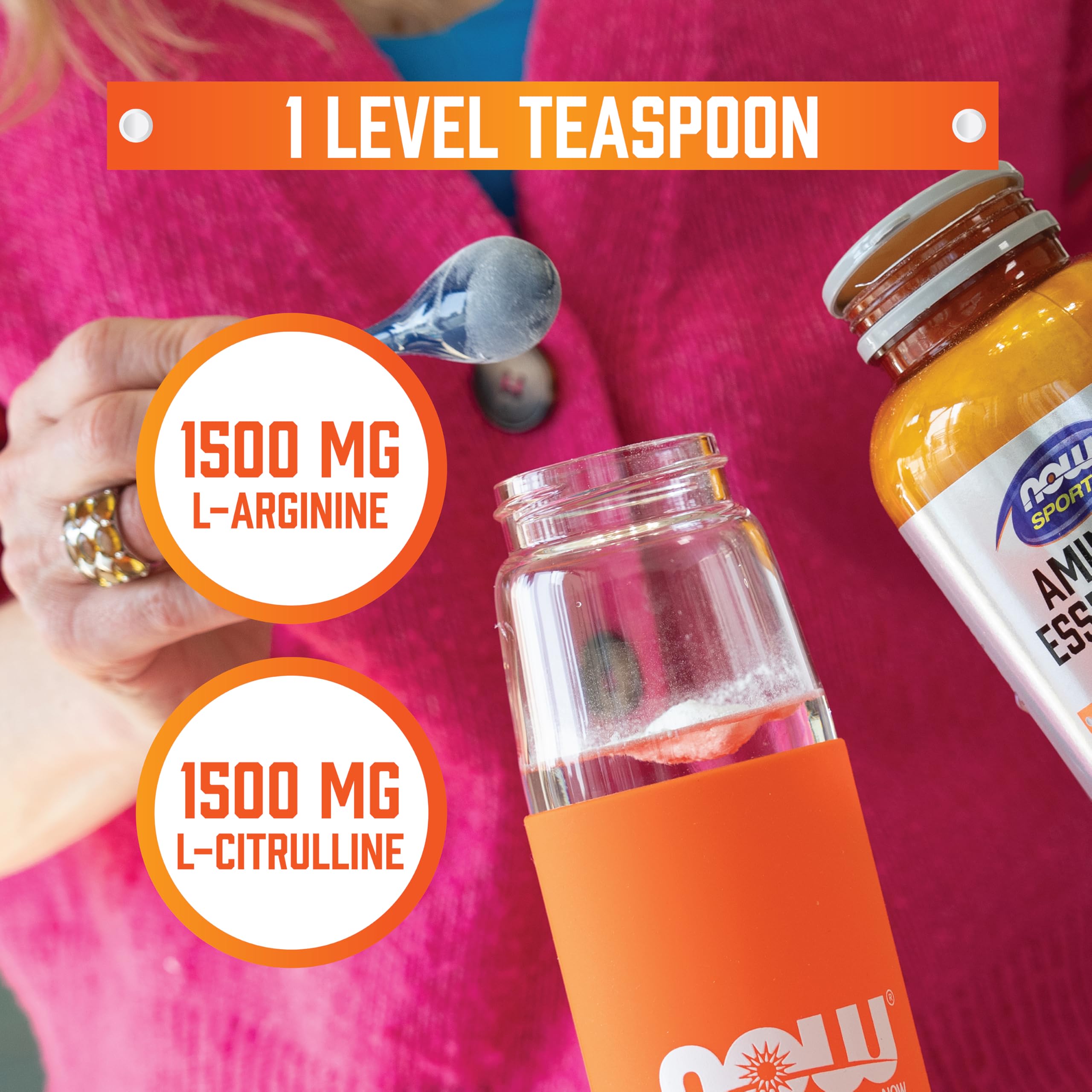 NOW Foods L-Arginine and L-Citrulline 300g Powder packaging