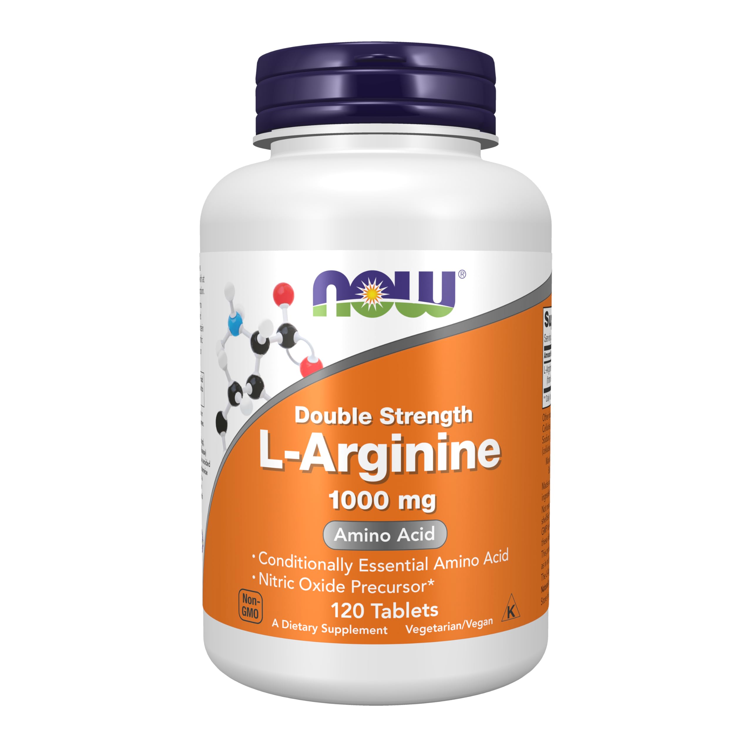 NOW Foods L-Arginine Double Strength 1000mg tablets front view