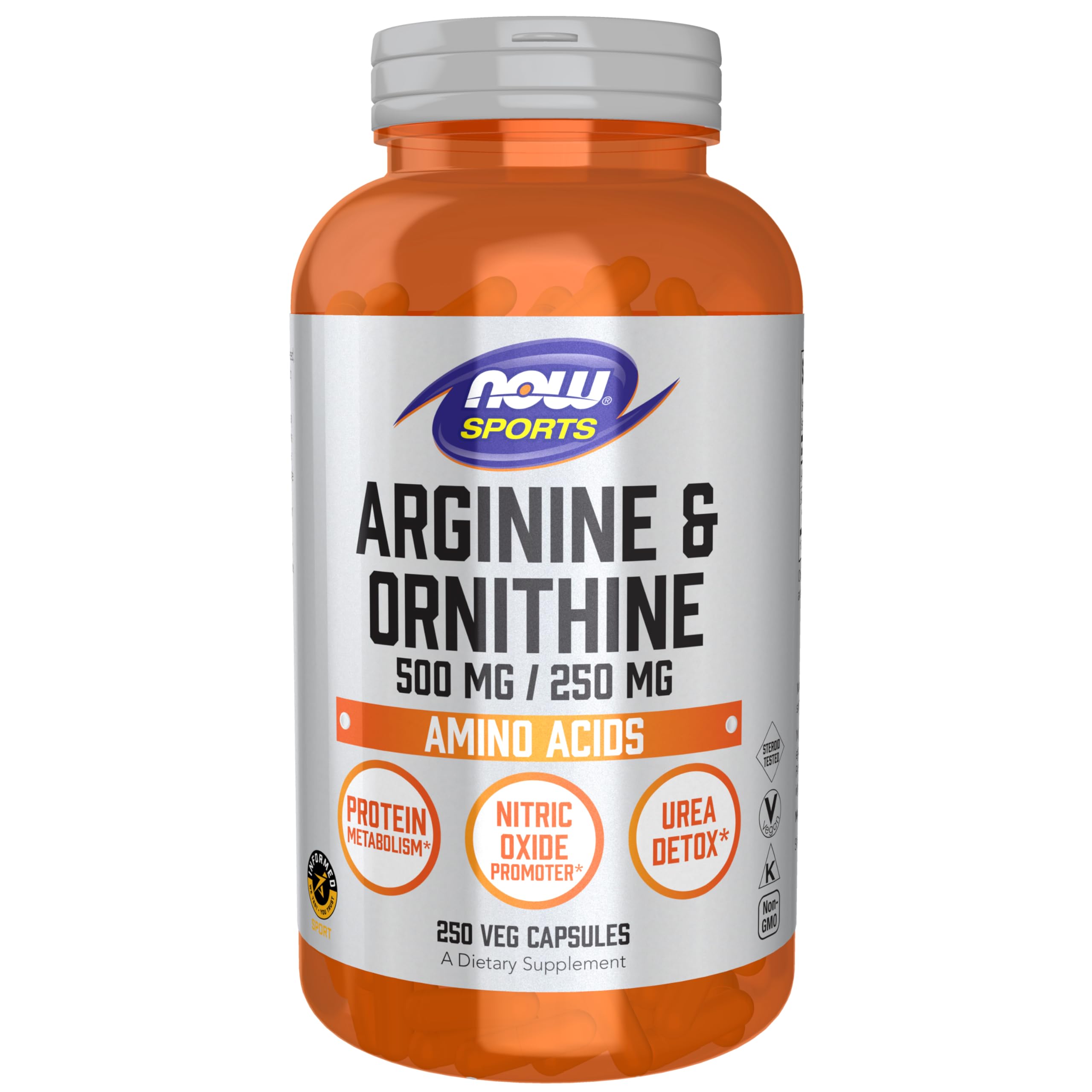 NOW Foods L-Arginine & Ornithine supplement front view