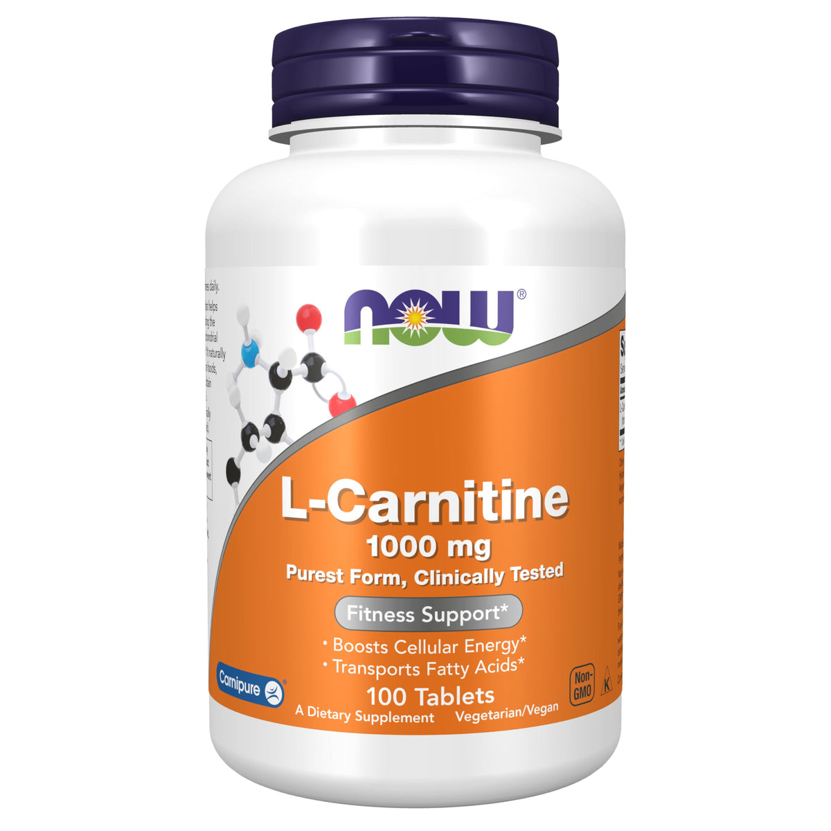 NOW Foods L-Carnitine 1000mg tablets front view