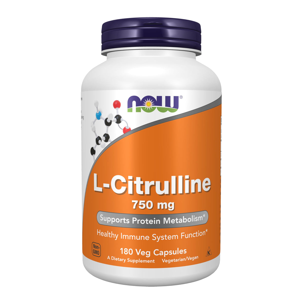 NOW Foods L-Citrulline 1500mg vegan capsules front view