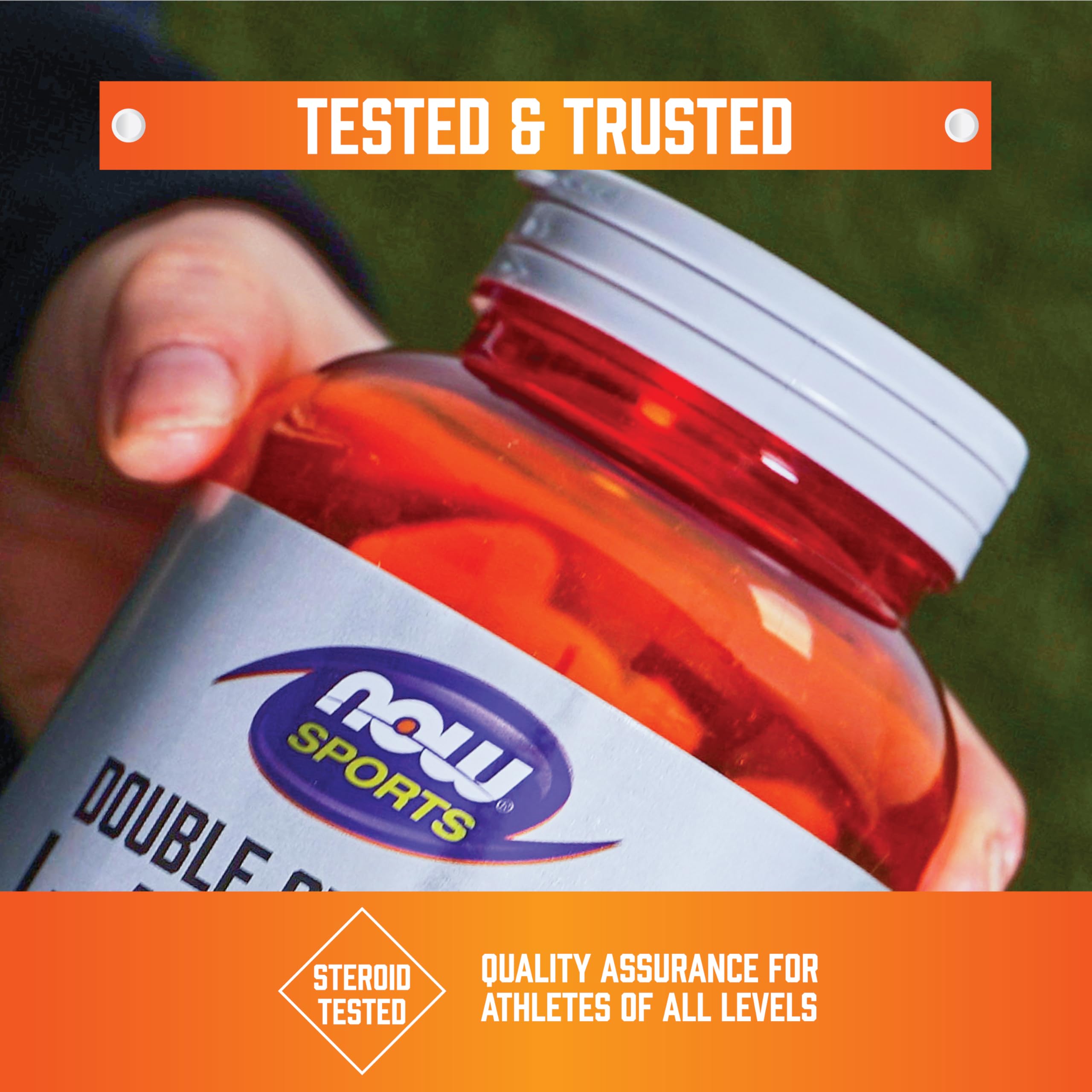 NOW Foods L-Citrulline Extra Strength 1200mg tablets in a hand