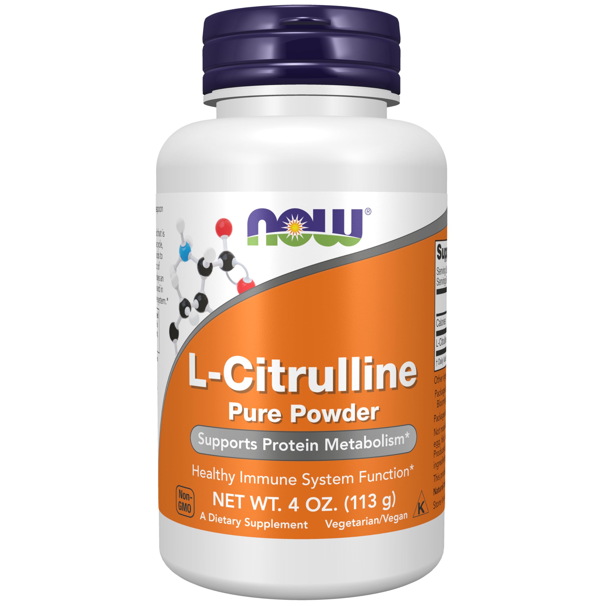 NOW Foods L-Citrulline Pure Powder 113g front view