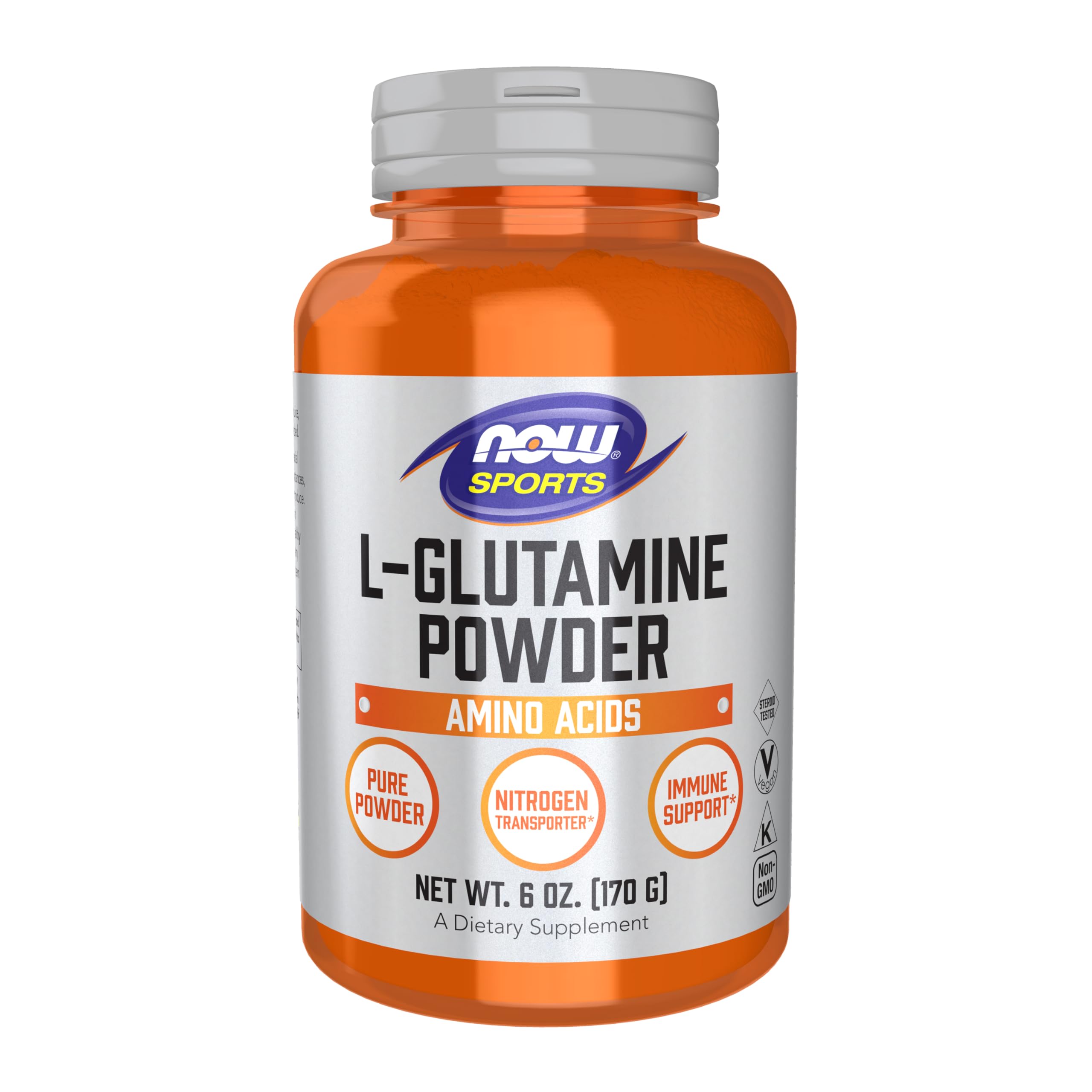 NOW Foods L-Glutamine Pure Powder 6 oz front view