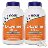 NOW Foods L-Lysine 500 mg 360 Capsules front view