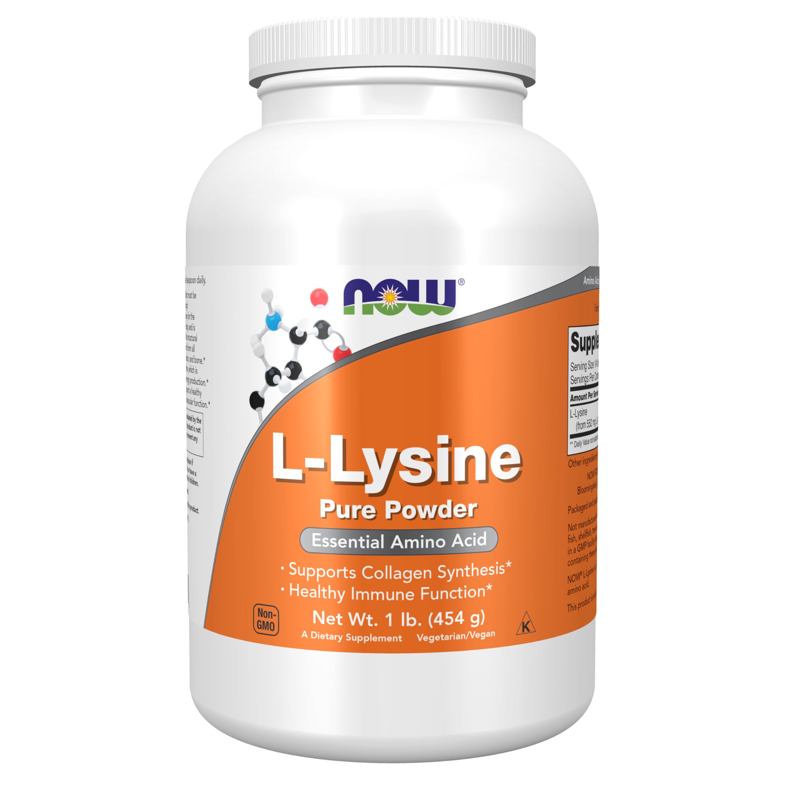 NOW Foods L-Lysine Powder 300g front view