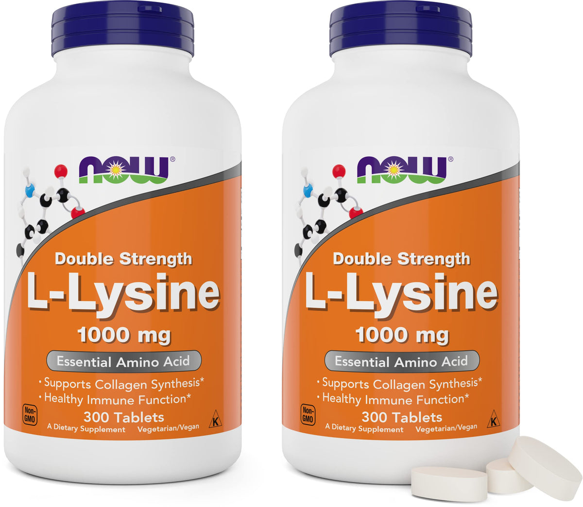 NOW Foods L-Lysine Supplement DOUBLE STRENGTH 600 Tablets pack front view