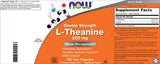 NOW Foods L-Theanine 200 mg 180 Veg Capsules opened bottle