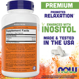 NOW Foods L-Theanine 200 mg 180 Veg Capsules side view