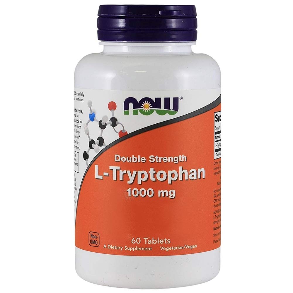 NOW Foods L-Tryptophan 1000mg 60 Tablets back view