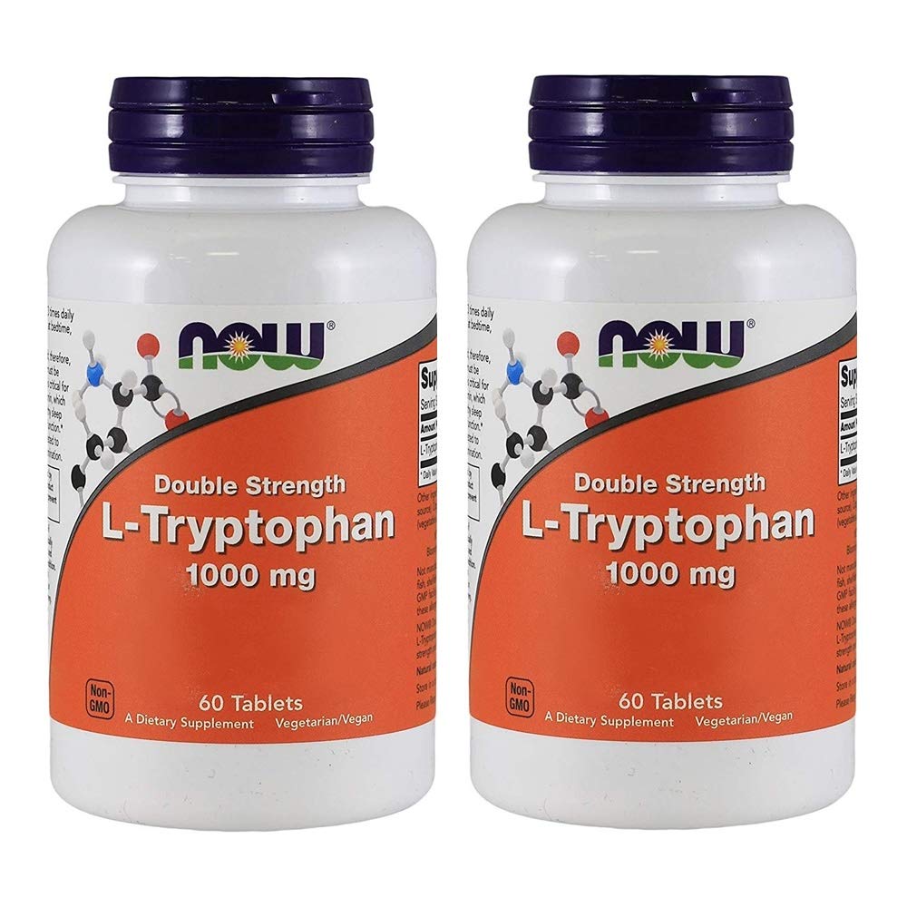 NOW Foods L-Tryptophan 1000mg 60 Tablets front view