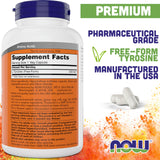 NOW Foods L-Tyrosine 500mg 300 Capsules side view