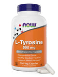 NOW Foods L-Tyrosine 500mg Capsules 300 Count front view