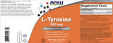 NOW Foods L-Tyrosine 500mg Capsules on a wooden table