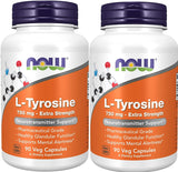 NOW Foods L-Tyrosine 750 mg 90 Capsules front view