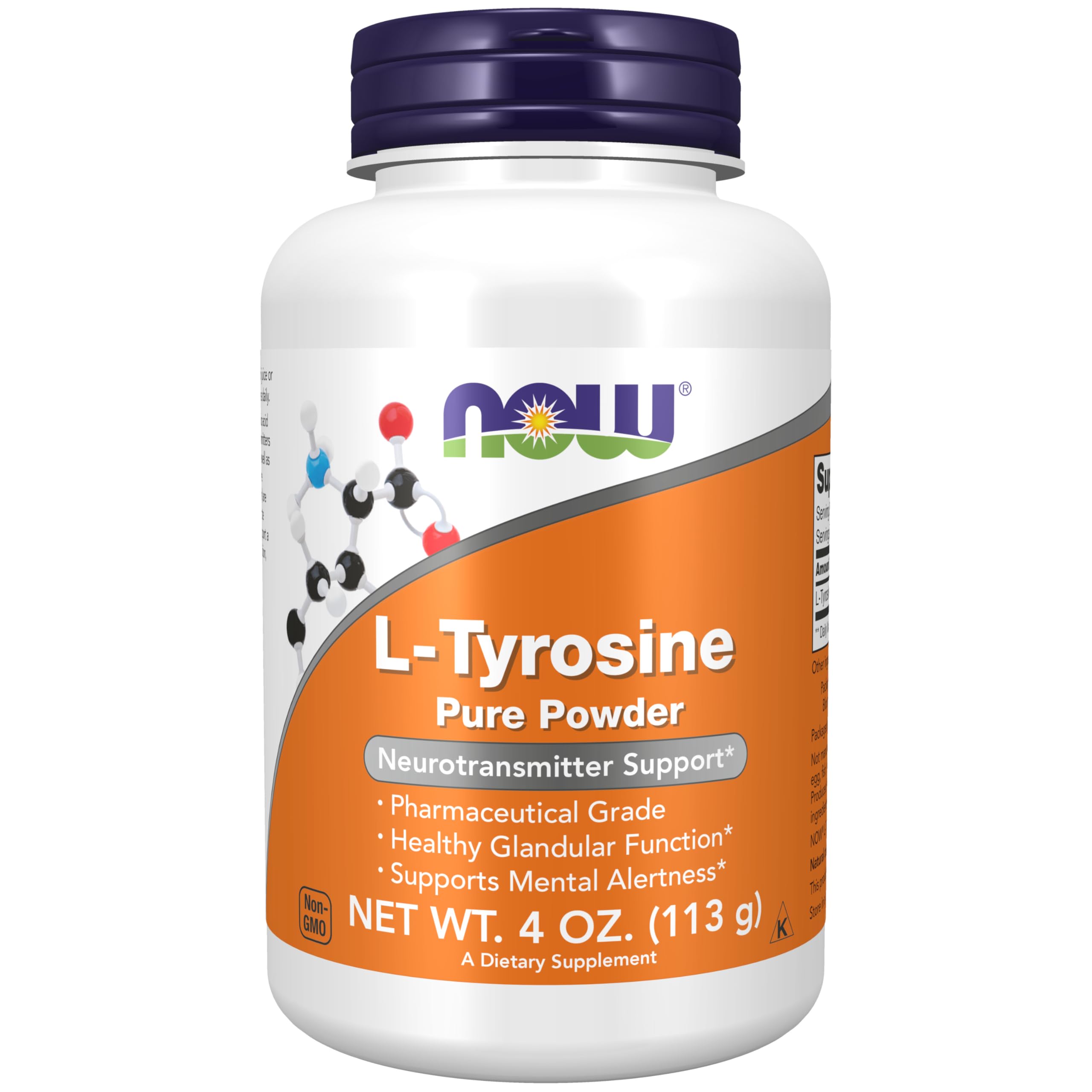 NOW Foods L-Tyrosine Pure Powder 350mg front view