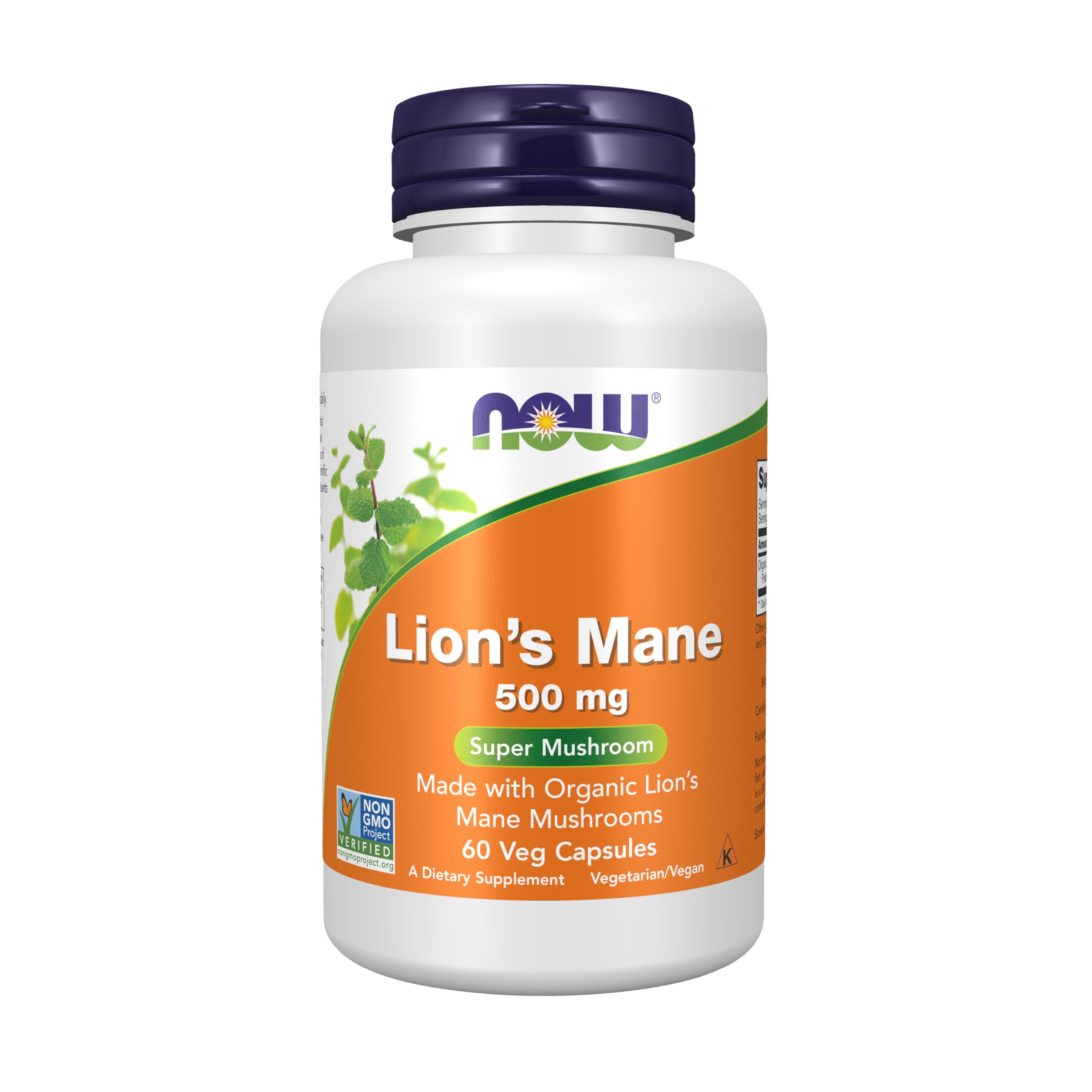 NOW Foods Lion's Mane Mushroom Supplement front view