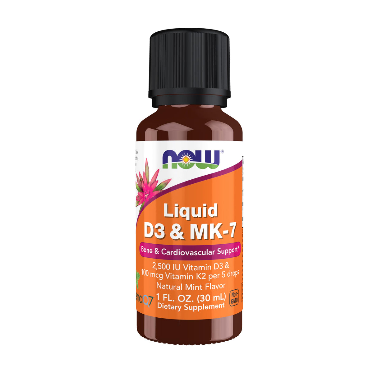 NOW Foods Liquid D3 & MK-7 Vitamin D3 2500 IU front view