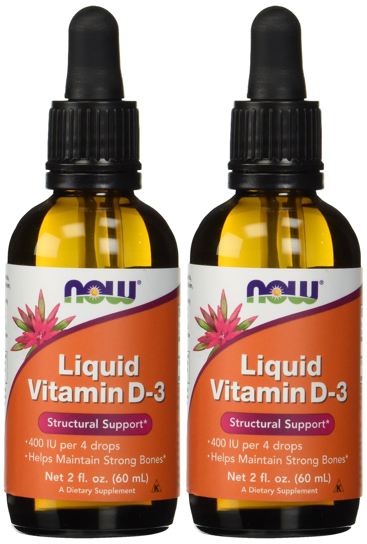 NOW Foods Liquid Vitamin D-3 Supplement 400 IU 90g bottle front view