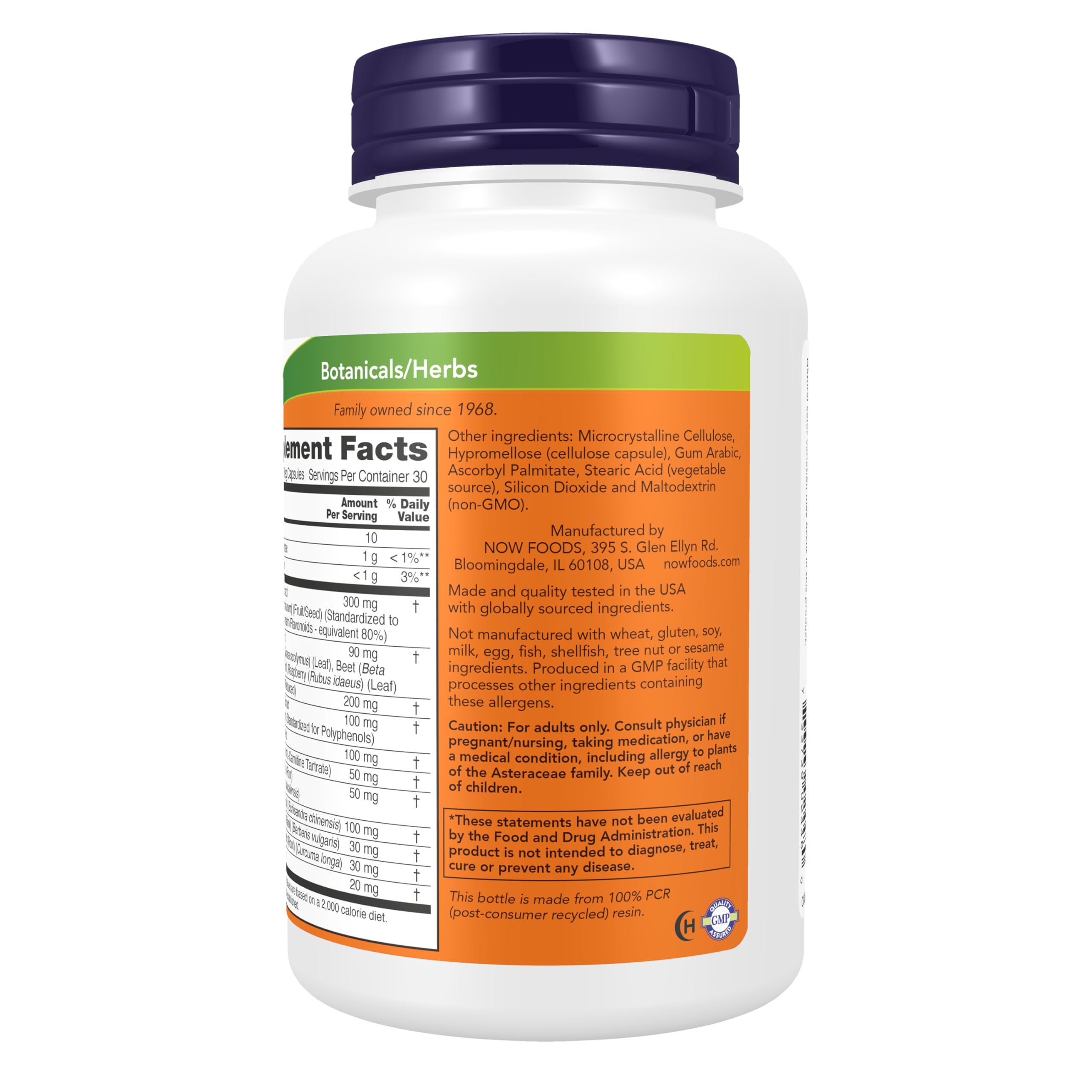 NOW Foods Liver Refresh Milk Thistle 300mg 90 Veg Capsules back view
