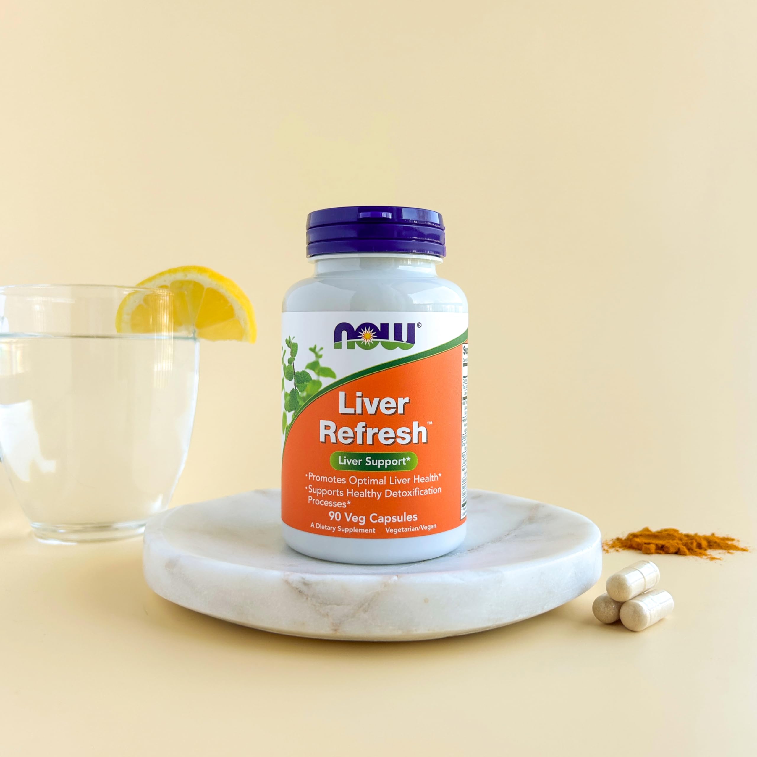 NOW Foods Liver Refresh Milk Thistle 300mg 90 Veg Capsules on a wooden table