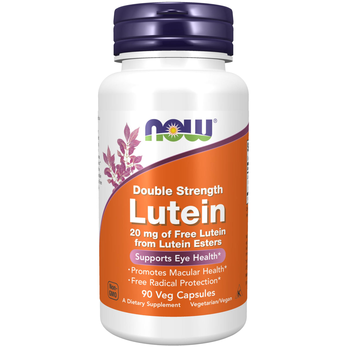 NOW Foods Lutein 20 mg Double Strength Eye Health Supplement front view