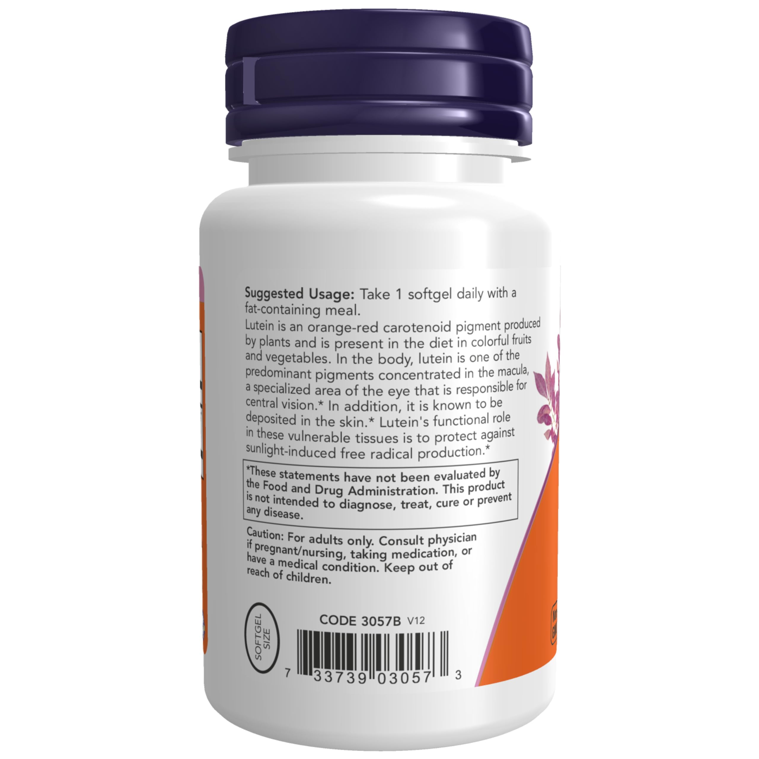 NOW Foods Lutein Esters 120 Softgels side view