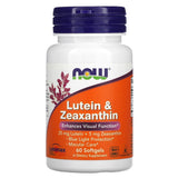 NOW Foods Lutein & Zeaxanthin supplement front view with softgel bottle