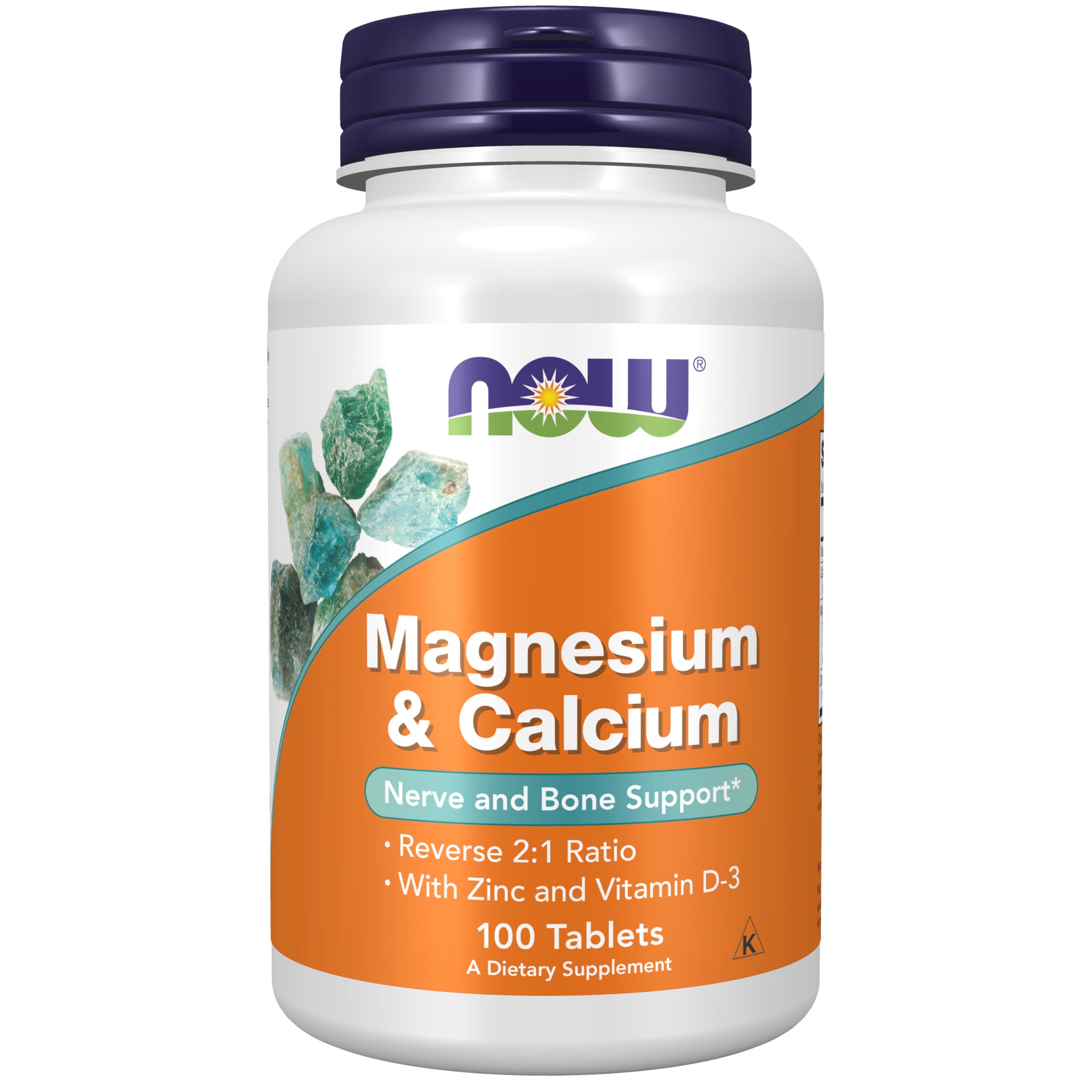 NOW Foods Magnesium & Calcium 800mg tablet bottle front view