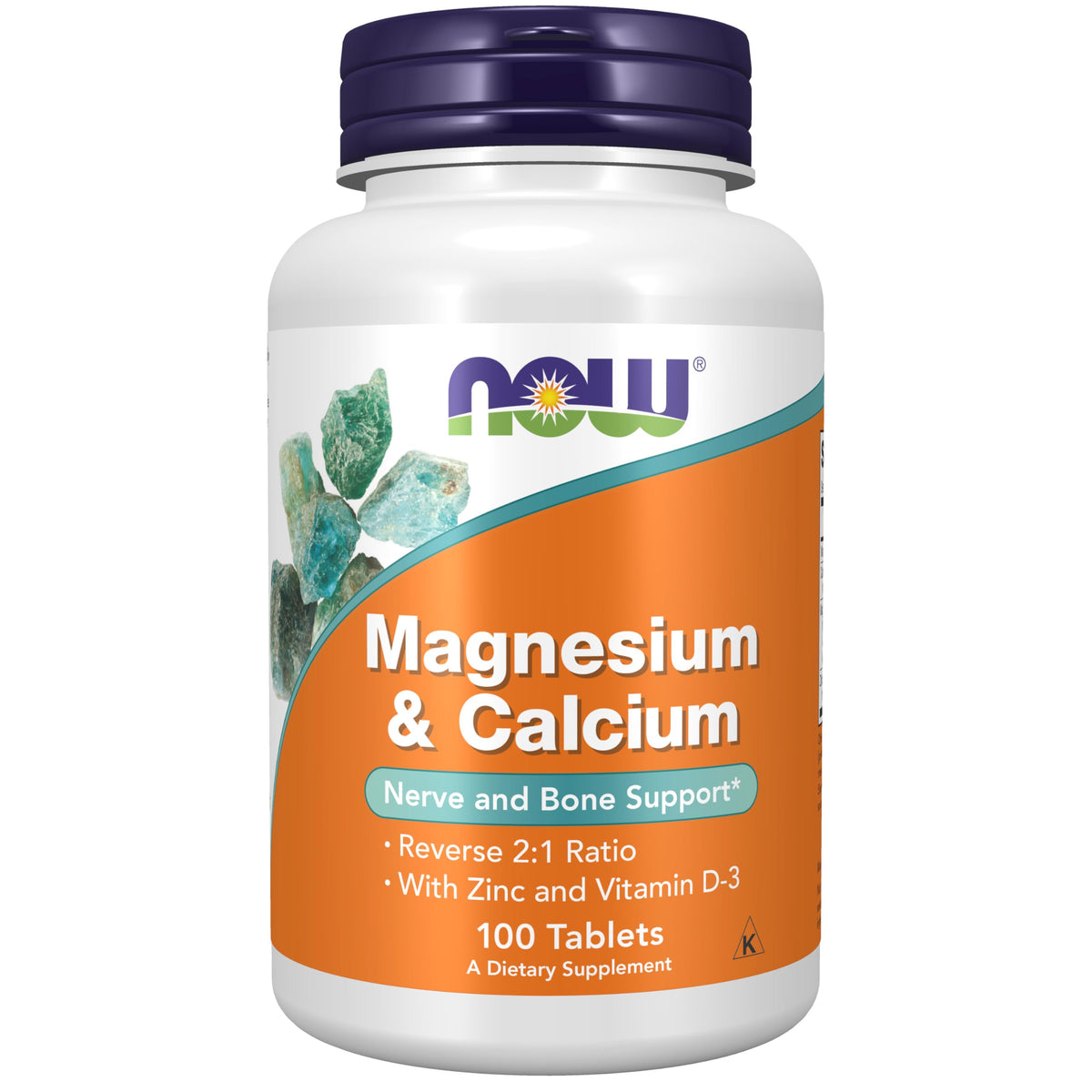 NOW Foods Magnesium & Calcium 800mg tablet bottle front view