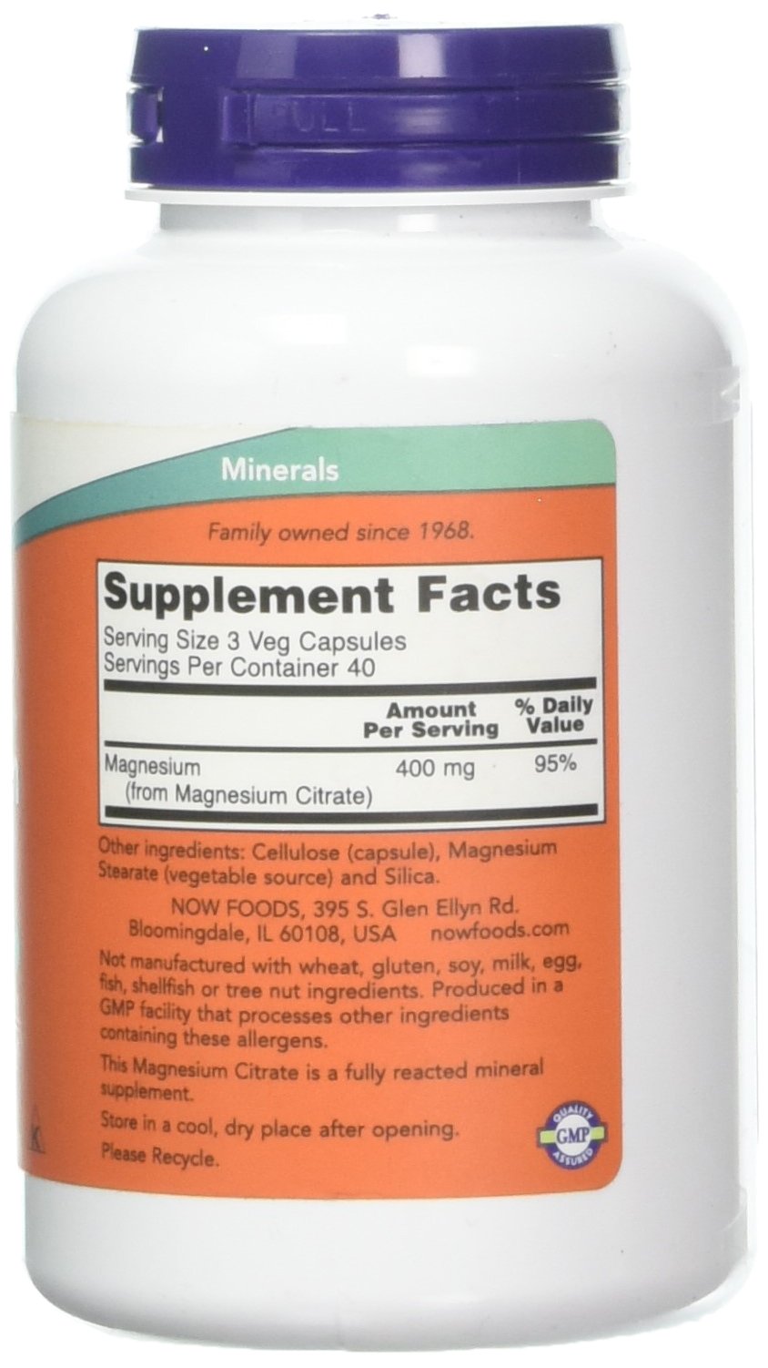 NOW Foods Magnesium Citrate Double Value Pack 240 Vcaps packaging