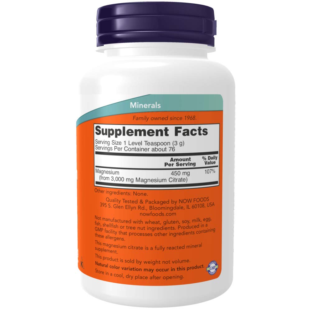 NOW Foods Magnesium Citrate Powder packaging side view