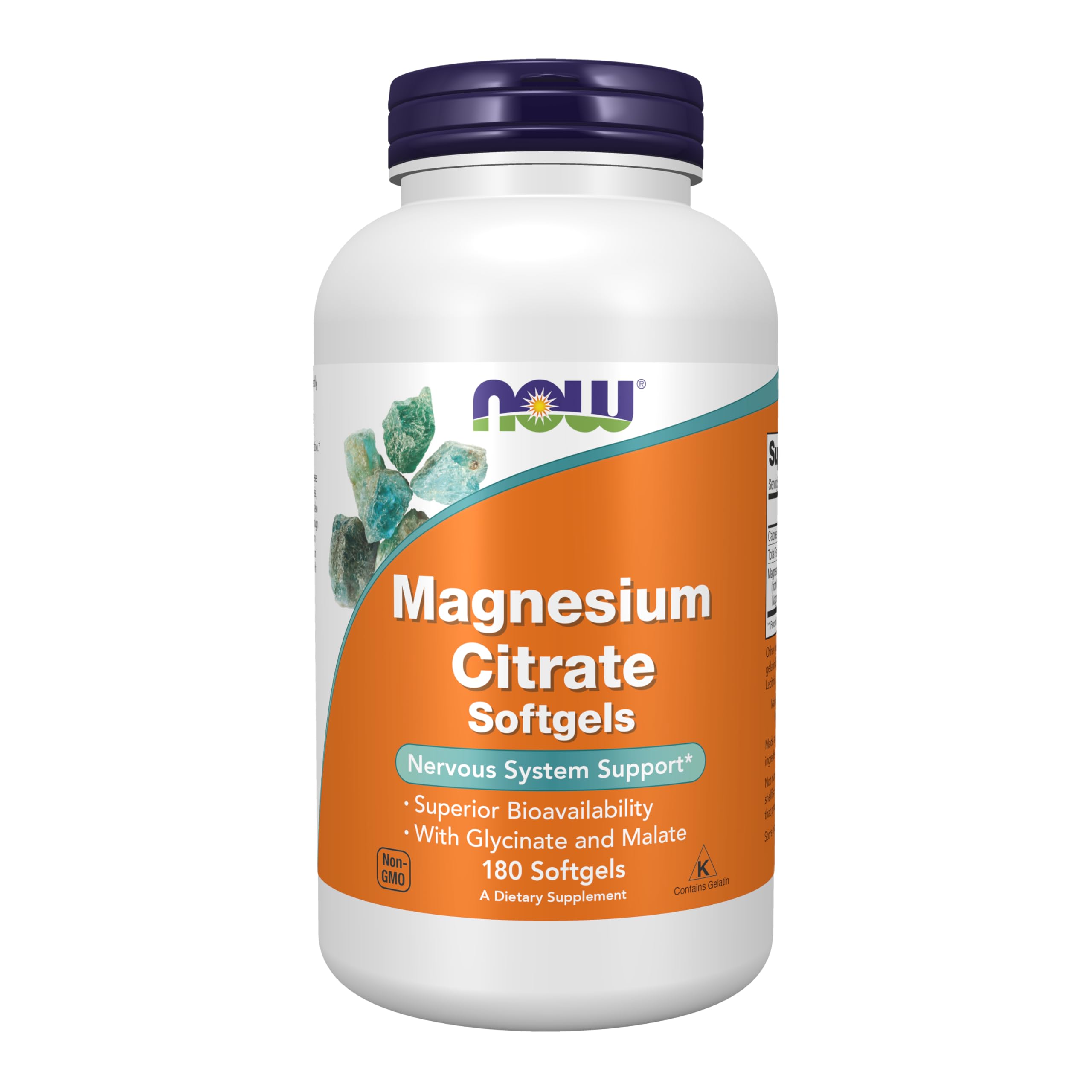NOW Foods Magnesium Citrate Softgels 400mg front view