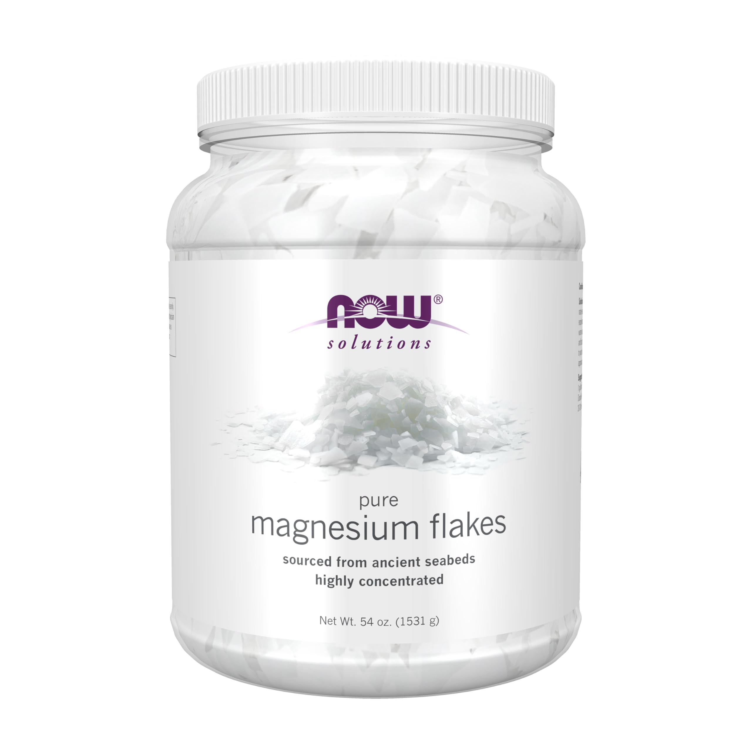 NOW Foods Magnesium Flakes 1531g front view with packaging