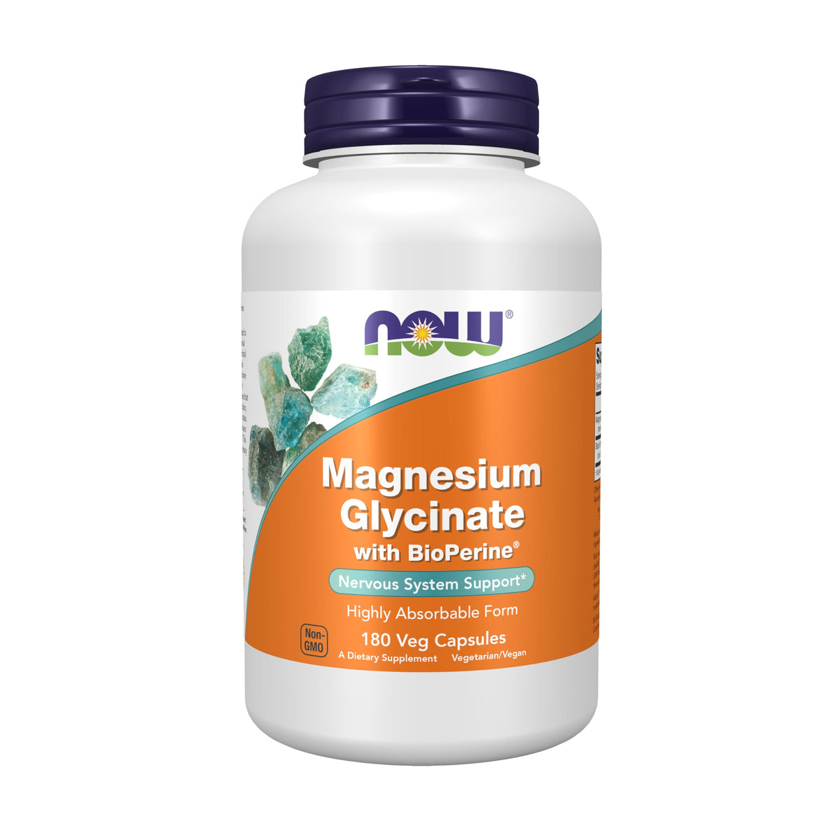 NOW Foods Magnesium Glycinate 200mg 90 Veg Capsules front view
