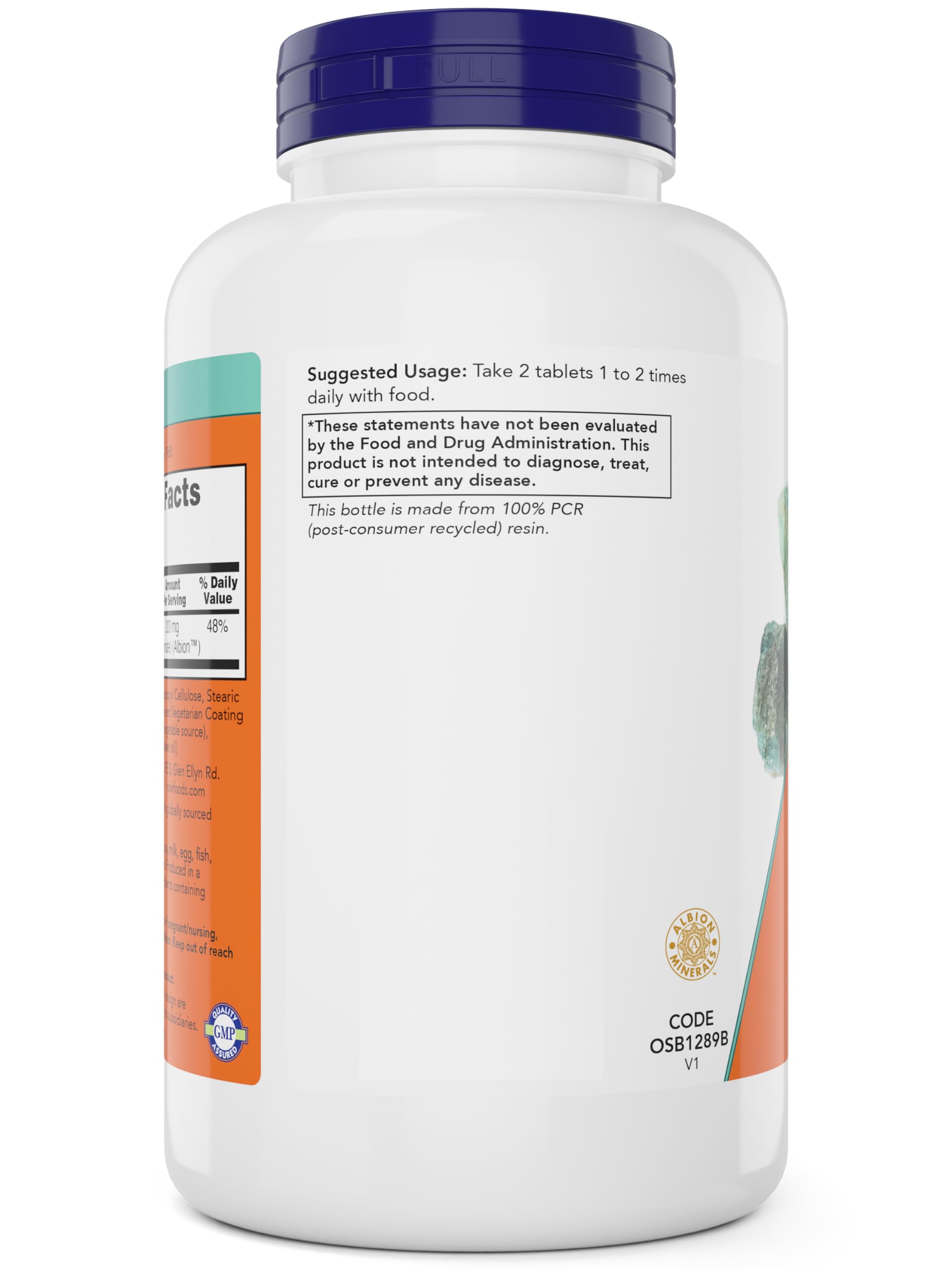 NOW Foods Magnesium Glycinate 240 Tablets on a wooden surface