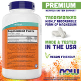 NOW Foods Magnesium Glycinate 240 Tablets side view