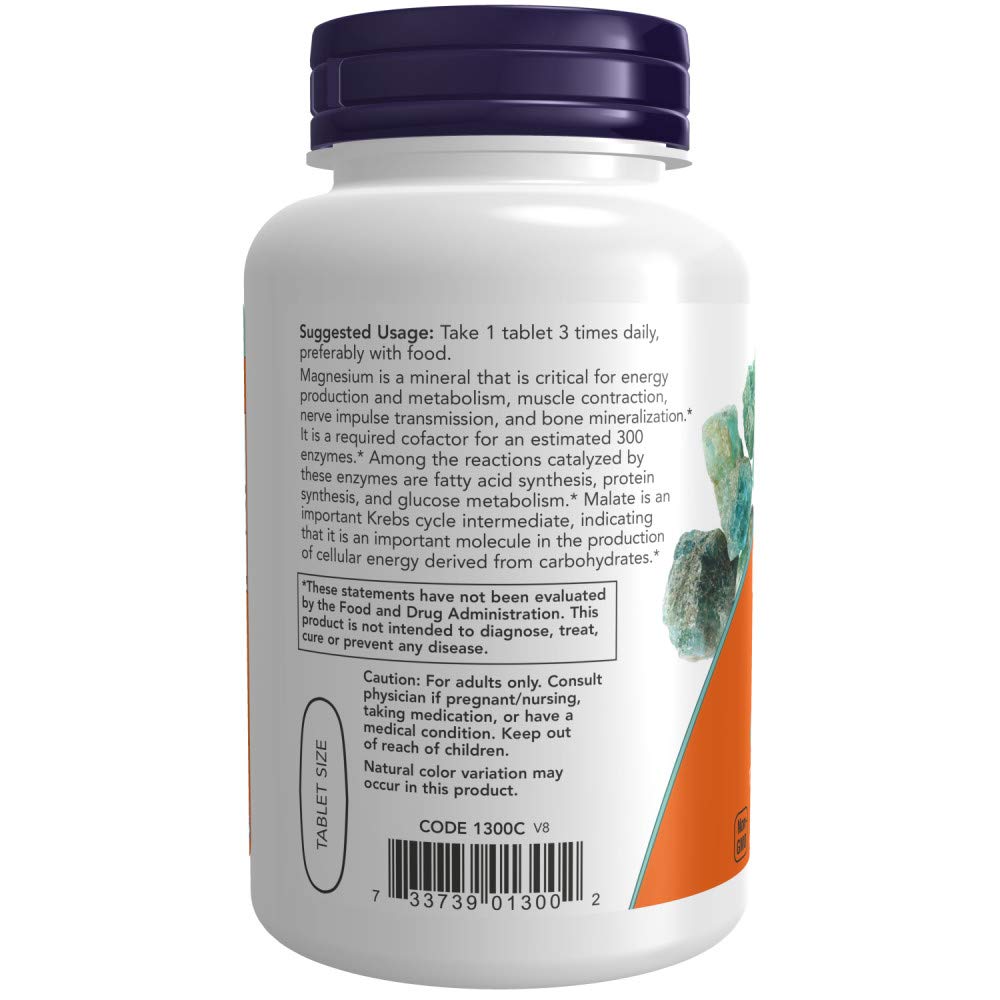 NOW Foods Magnesium Malate 649g back view
